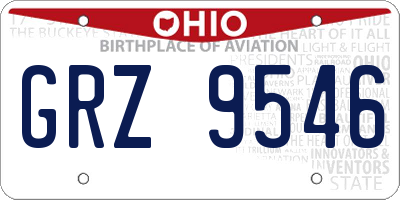 OH license plate GRZ9546
