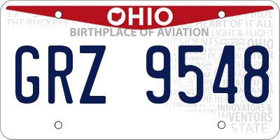 OH license plate GRZ9548