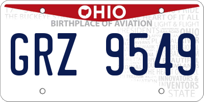 OH license plate GRZ9549