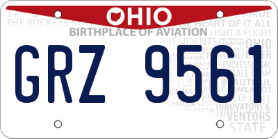 OH license plate GRZ9561