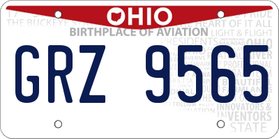 OH license plate GRZ9565