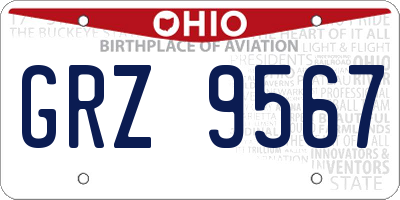 OH license plate GRZ9567
