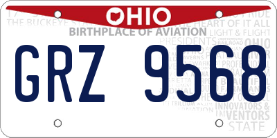 OH license plate GRZ9568