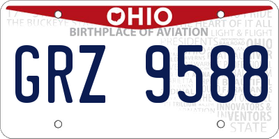 OH license plate GRZ9588