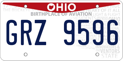 OH license plate GRZ9596