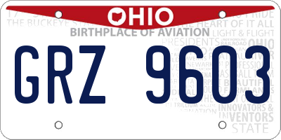 OH license plate GRZ9603