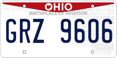 OH license plate GRZ9606