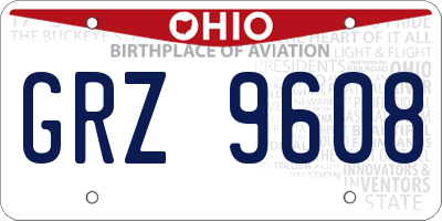 OH license plate GRZ9608