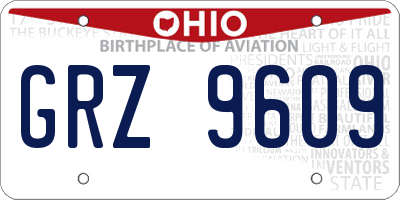 OH license plate GRZ9609