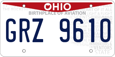 OH license plate GRZ9610