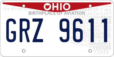 OH license plate GRZ9611