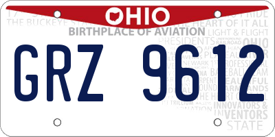 OH license plate GRZ9612