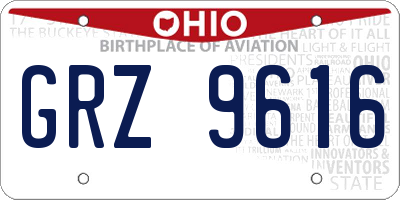OH license plate GRZ9616