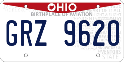 OH license plate GRZ9620