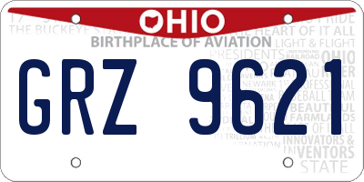 OH license plate GRZ9621