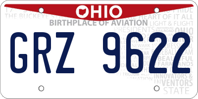 OH license plate GRZ9622