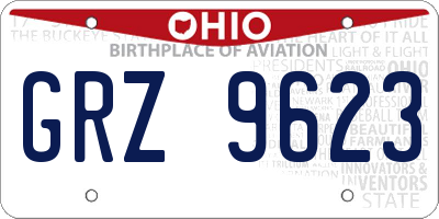 OH license plate GRZ9623