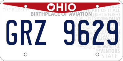 OH license plate GRZ9629