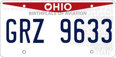 OH license plate GRZ9633