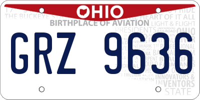 OH license plate GRZ9636