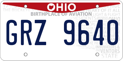 OH license plate GRZ9640