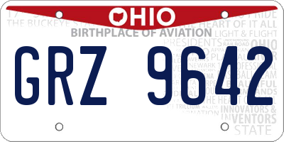 OH license plate GRZ9642