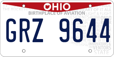 OH license plate GRZ9644