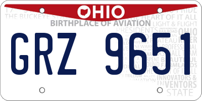 OH license plate GRZ9651