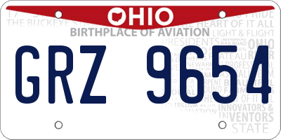 OH license plate GRZ9654