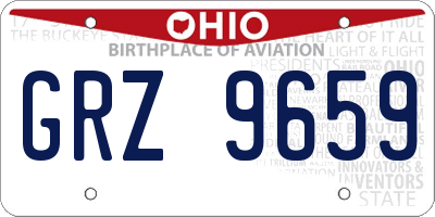 OH license plate GRZ9659