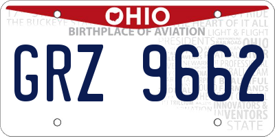 OH license plate GRZ9662