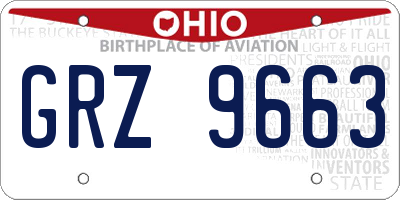 OH license plate GRZ9663