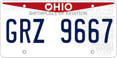 OH license plate GRZ9667