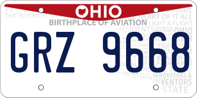 OH license plate GRZ9668