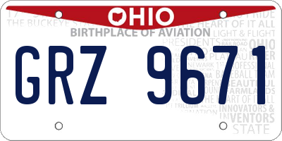 OH license plate GRZ9671