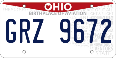 OH license plate GRZ9672