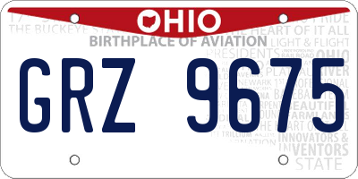 OH license plate GRZ9675