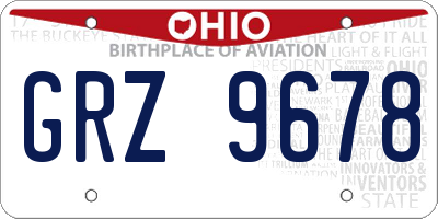 OH license plate GRZ9678