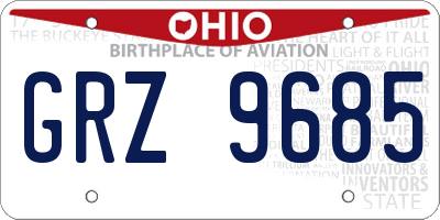 OH license plate GRZ9685