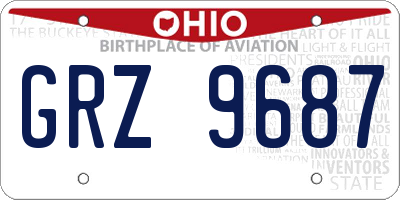 OH license plate GRZ9687