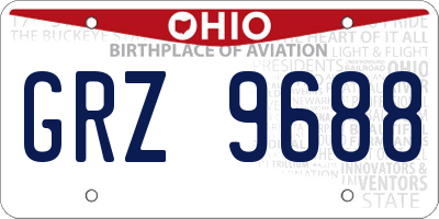 OH license plate GRZ9688