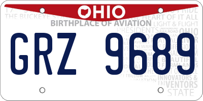 OH license plate GRZ9689
