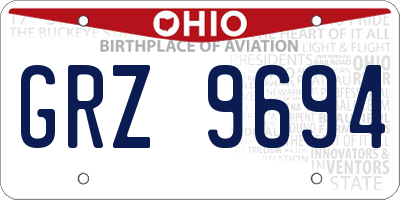 OH license plate GRZ9694