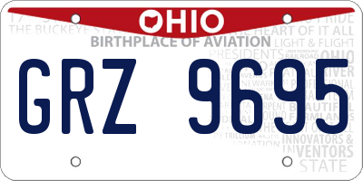 OH license plate GRZ9695