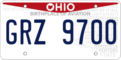 OH license plate GRZ9700