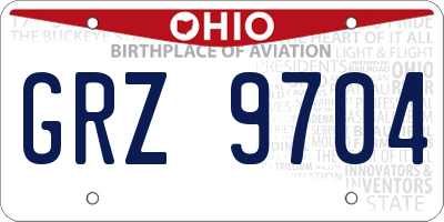 OH license plate GRZ9704