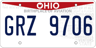 OH license plate GRZ9706