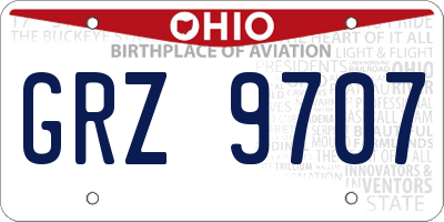 OH license plate GRZ9707