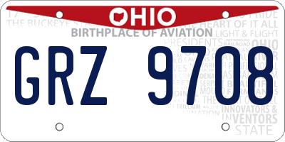 OH license plate GRZ9708