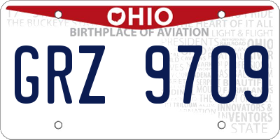 OH license plate GRZ9709